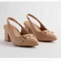 Metro Women Block Heel Slingback Shoes High Quality Buckle
