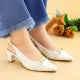 Metro Women Block Heel Slingback Shoes High Quality Buckle
